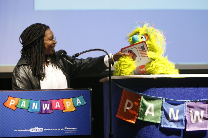 Whoopi Goldberg at the United Nations International School at a press conference to announce a new worldwide initiative "Panwapa".
