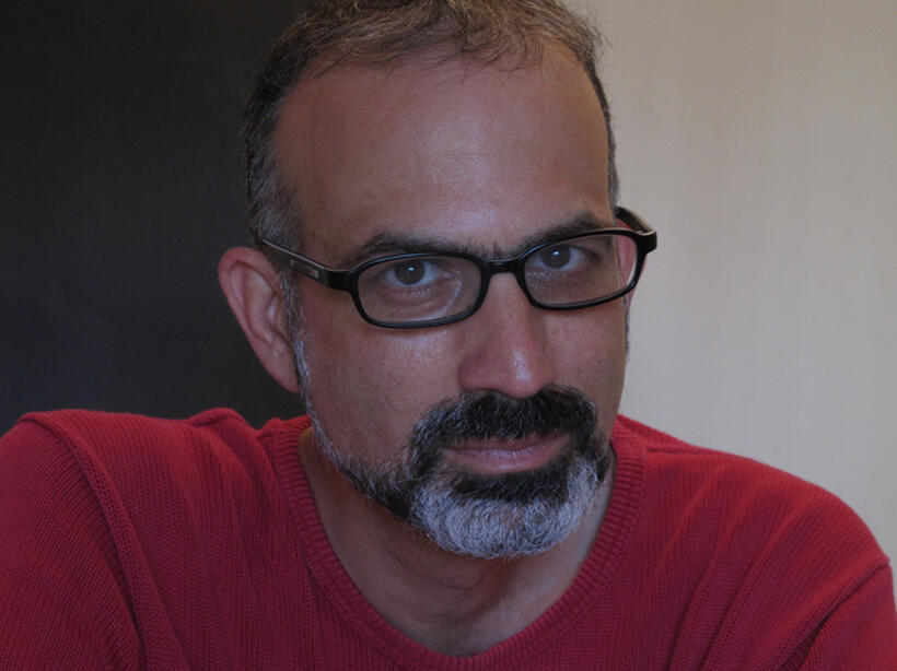 Director Arnon Goldfinger on the set of "The Flat."