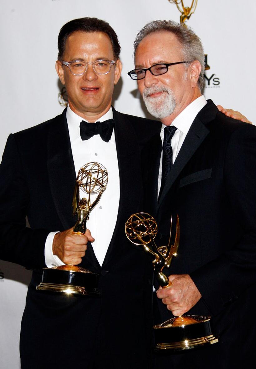 Tom Hanks and Gary Goetzman at the 60th Primetime Emmy Awards.