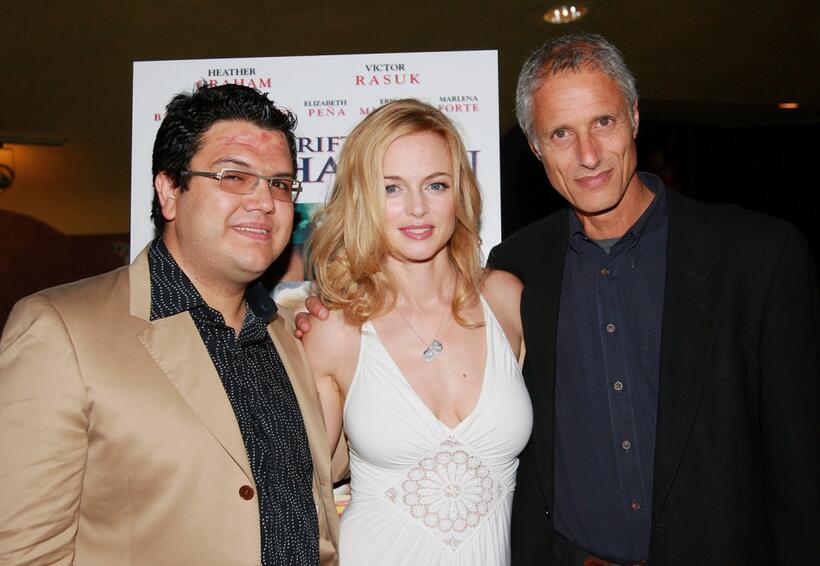 Heather Graham, Alfredo De Villa and Robert Baruc at the premiere of "Adrift in Manhattan" at Chelsea West Cinemas.