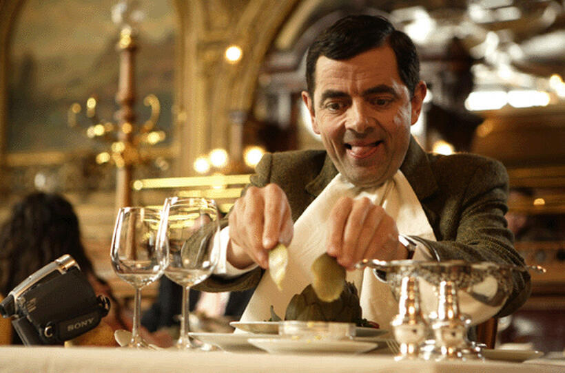 Rowan Atkinson as Mr. Bean attempts to hitchhike in "Mr. Bean's Holiday."