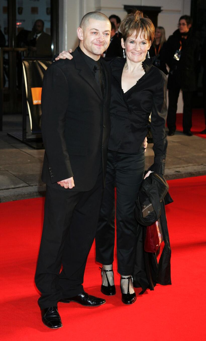Andy Serkis and his wife Lorraine Ashbourne at the Orange British Academy Film Awards (BAFTAs).