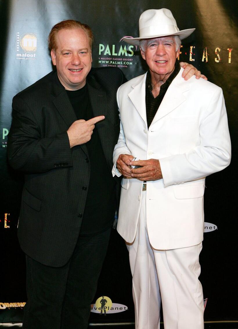 Clu Gulager and John Gulager at the premiere of the "Feast."