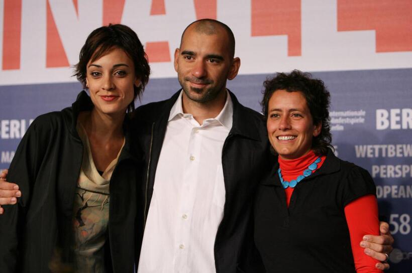 Martina Gusman, Pablo Trapero and Albertina Carri at the photocall of "La Rabia" during the 58th International Berlinale Film Festival.