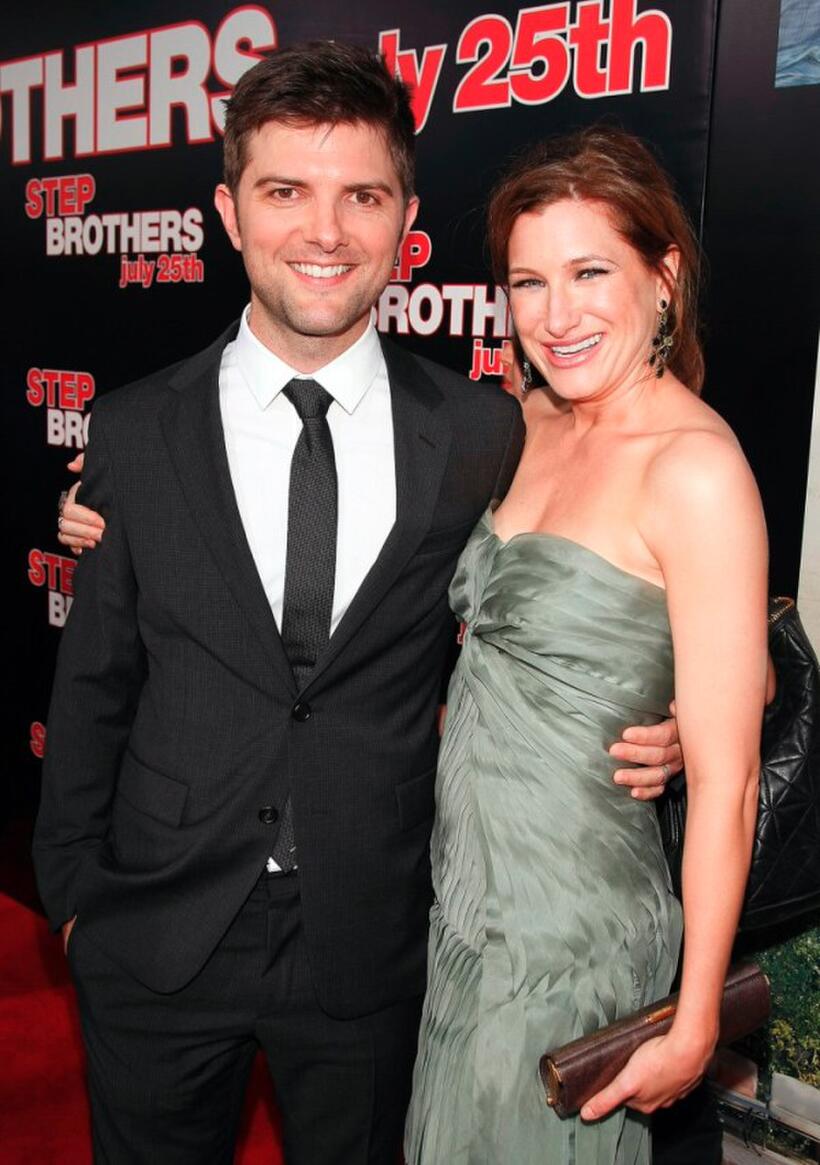 Adam Scott and Kathryn Hahn at the premiere of "Step Brothers."