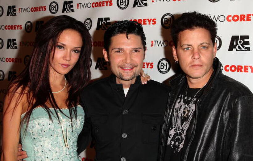 Corey Haim, Susie Feldman and Corey Feldman at the A&E premiere of "The Two Coreys".