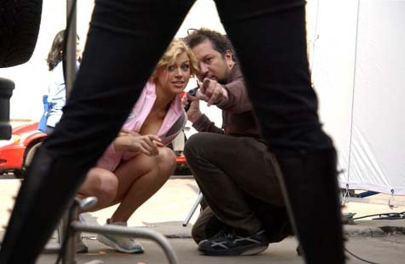 Adrianne Palicki and director Sebastian Gutierrez on the set of "Women in Trouble."
