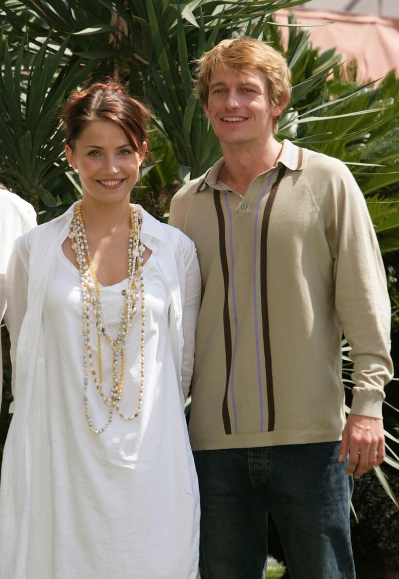 Tuva Novotny and Leo Gregory at the photocall and press conference of "Stoned" during the 58th International Cannes Film Festival.