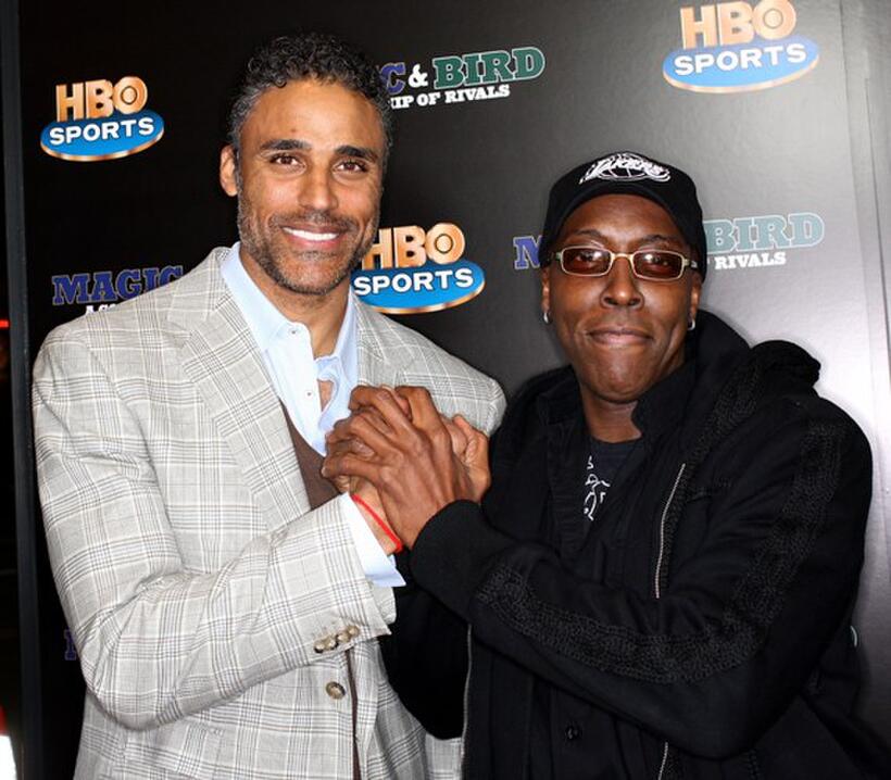 Rick Fox and Arsenio Hall at the premiere of "Magic and Bird: A Courtship of Rivals."