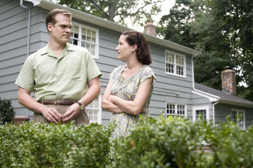 David Harbour as Shep Campbell and Kathryn Hahn as Milly Campbell in "Revolutionary Road."
