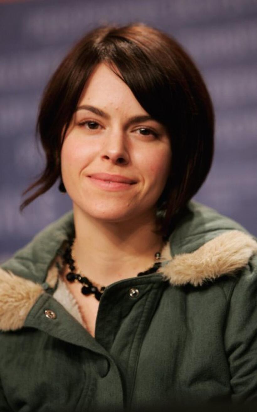 Emily Hampshire at the press conference of "Snow Cake" during the 56th Berlin International Film Festival.