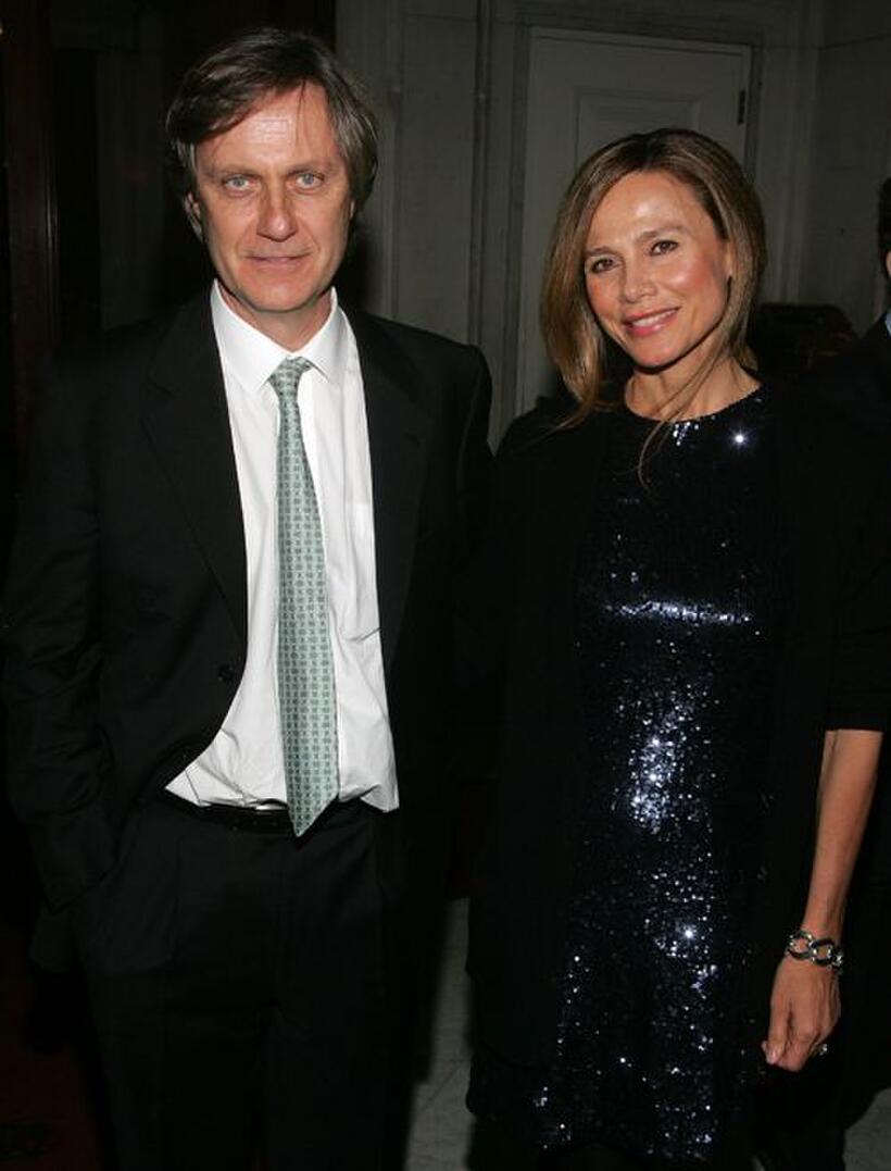 Lasse Hallstrom and Lena Olin at the after party of the premiere of "The Hoax."
