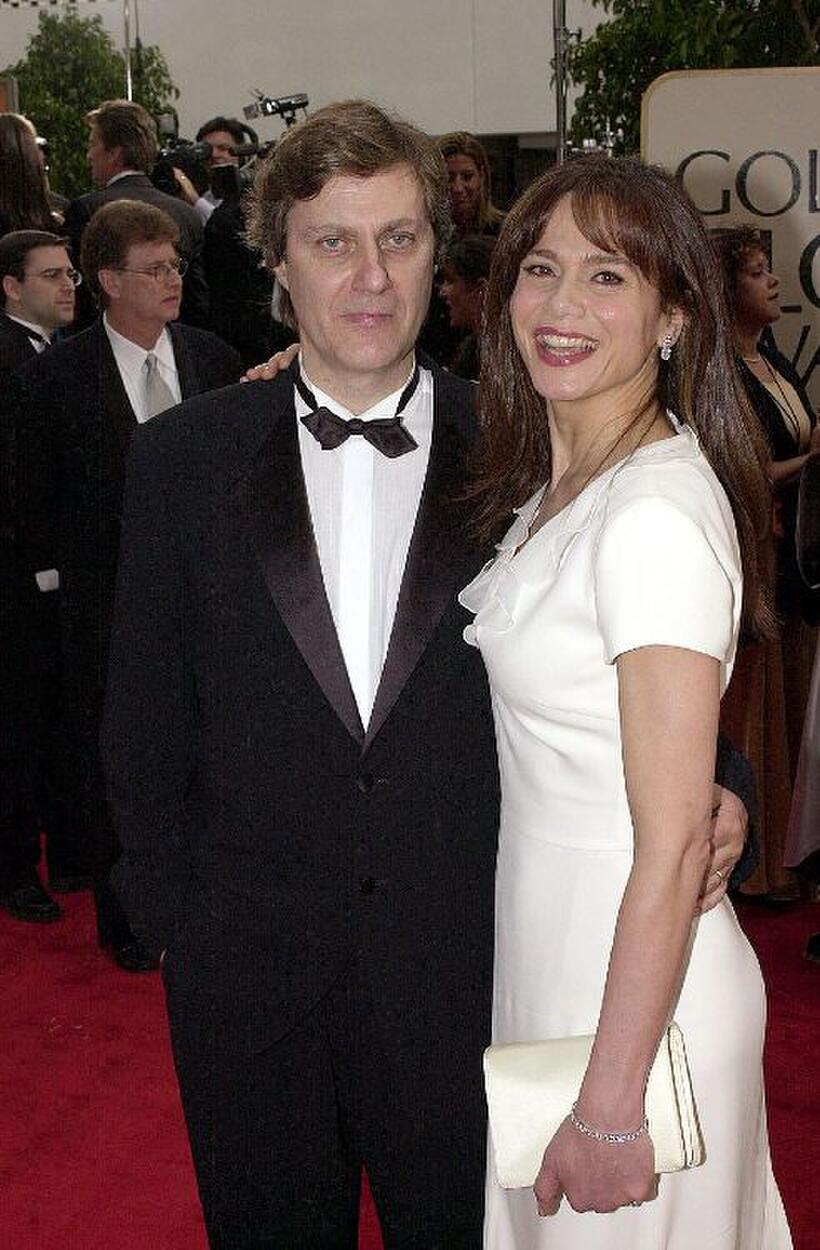 Lasse Hallstrom and Lena Olin at the 58th Annual Golden Globe Awards.