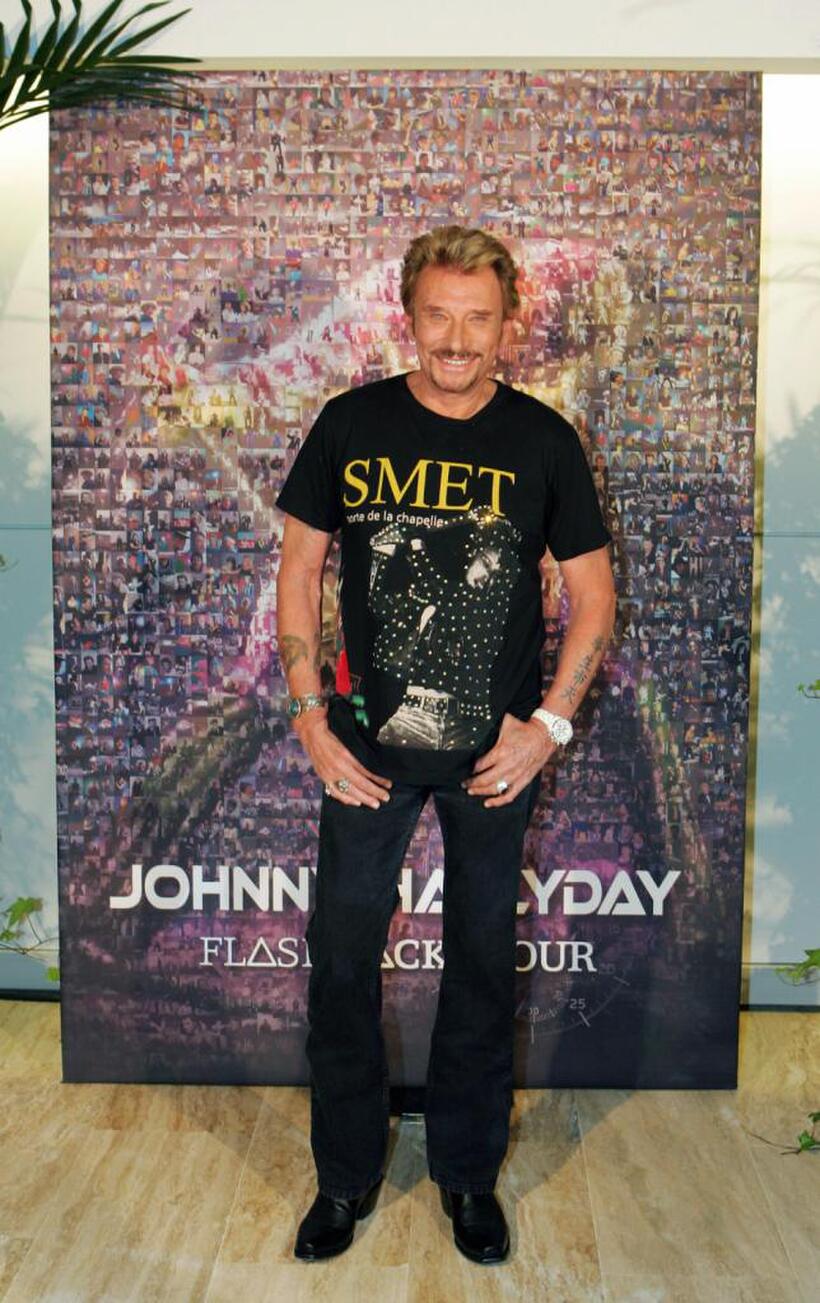Johnny Hallyday at the press conference of "Flashback-Tour."
