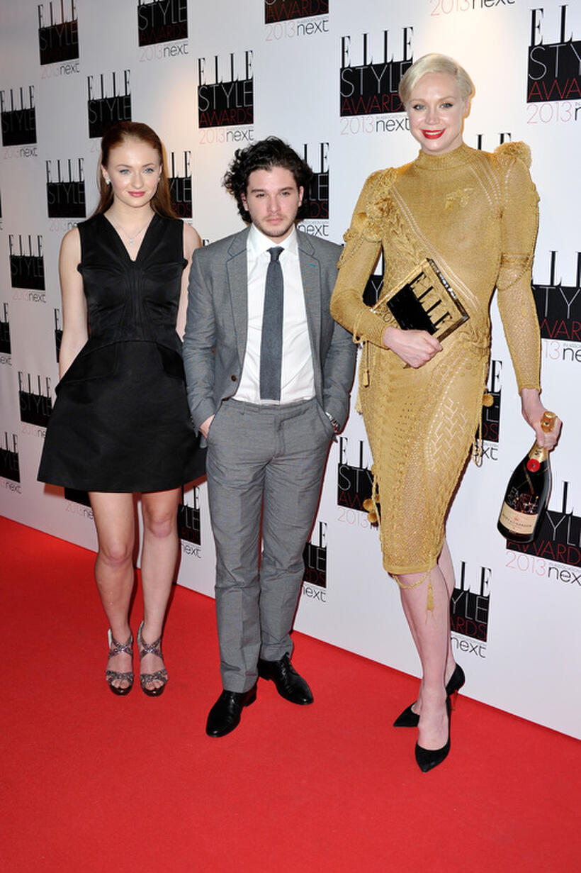 Sophie Turner, Kit Harington and Gwendoline Christie at the Elle Style Awards in London.