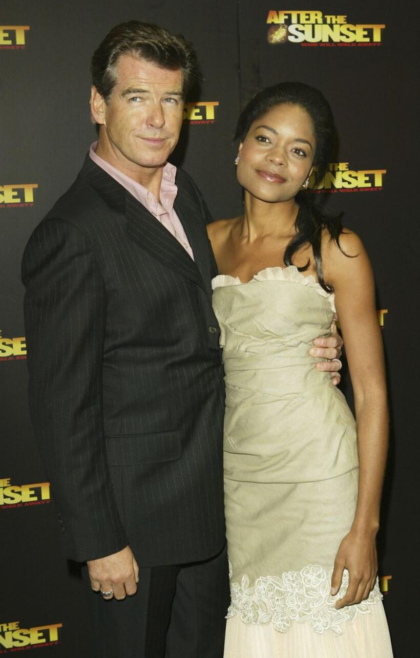 Pierce Brosnan and Naomie Harris at the premiere of "After The Sunset."