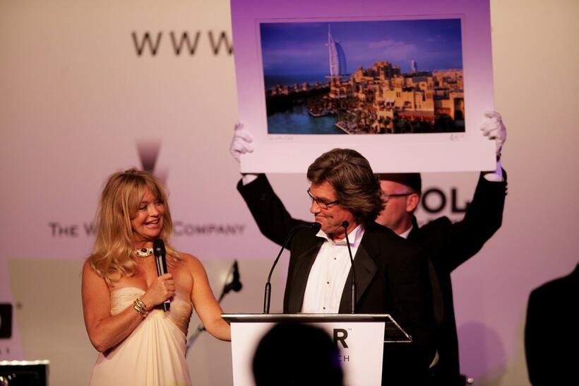 Goldie Hawn and Kurt Russell at the auction at the Cinema Against AIDS 2007 in aid of amfAR at Le Moulin de Mougins during the 60th International Cannes Film Festival.