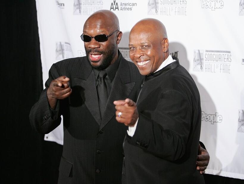 Isaac Hayes and David Porter at the 2005 Songwriters Hall of Fame induction ceremony at the Marriott Marquis Hotel.