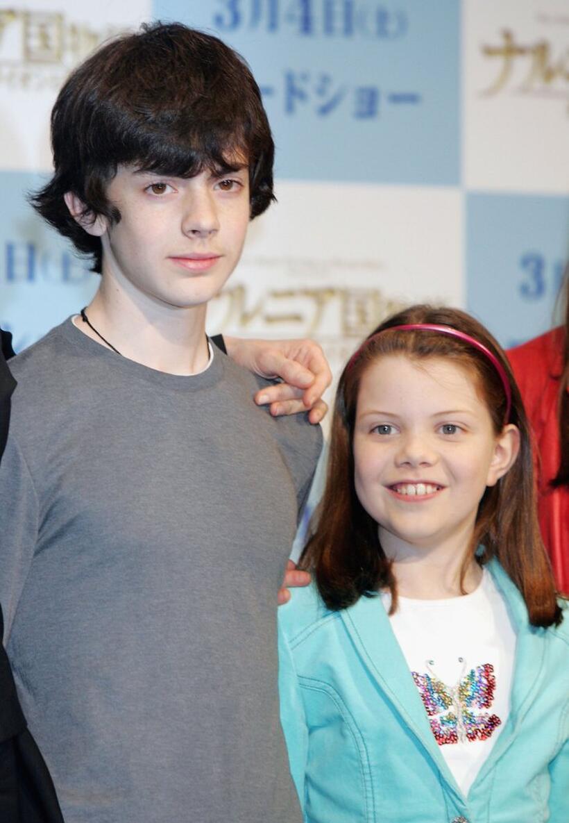 Skandar Keynes and Georgie Henley at the press conference to promote "The Chronicles Of Narnia."
