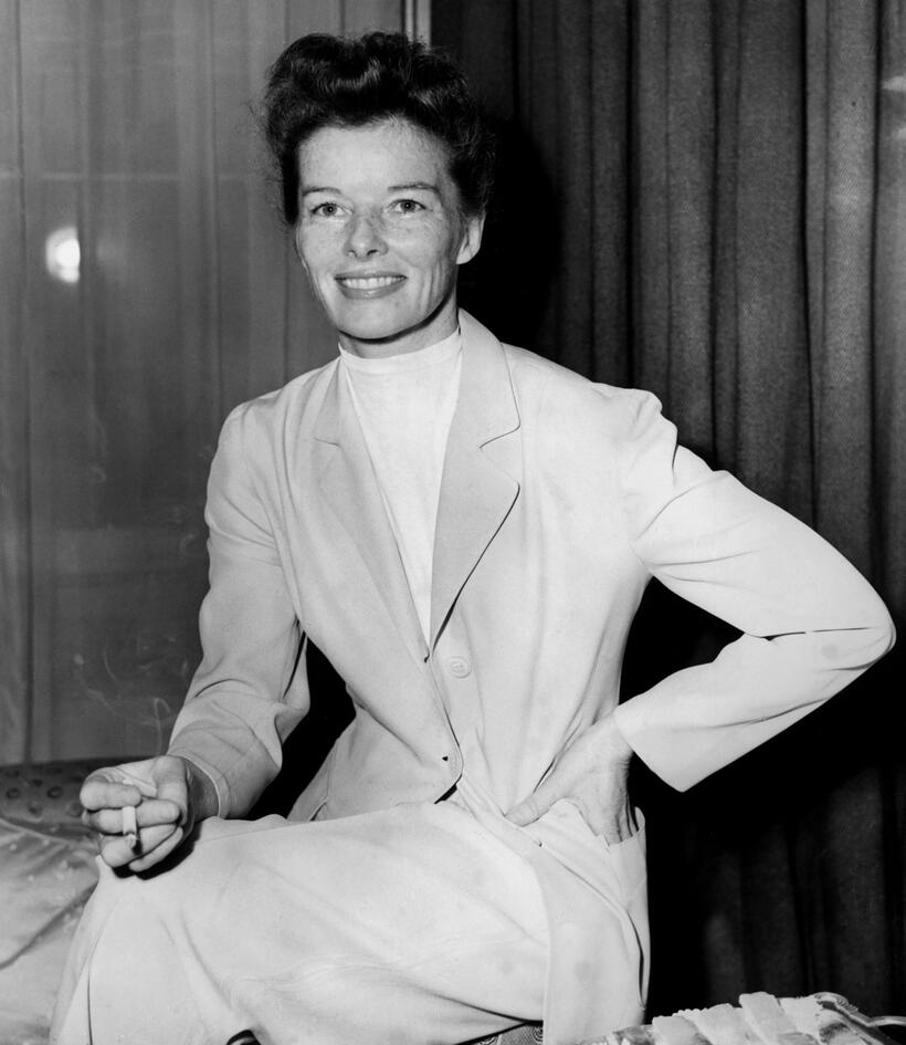 Katharine Hepburn at a reception in London.