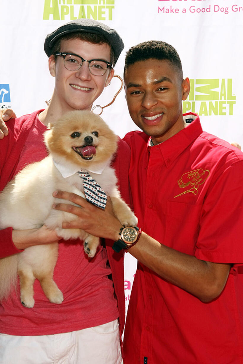 Nate Hartley and Artist Knox at the grand opening party for the Artist Knox Luxury Grooming Pet Salon.