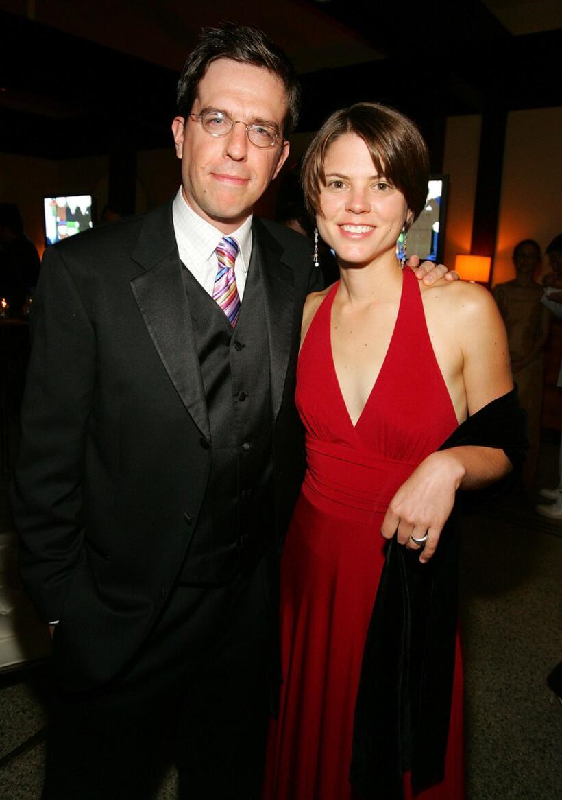Ed Helms and his cousin Ellen Thomas at the Comedy Central Emmy after party.
