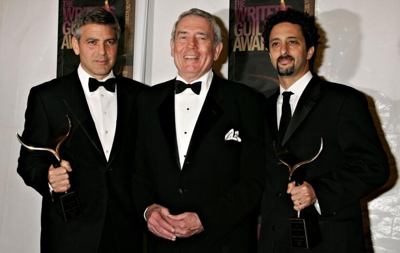 George Clooney, Dan Rather and Grant Heslov at the 2006 Writers Guild Awards.