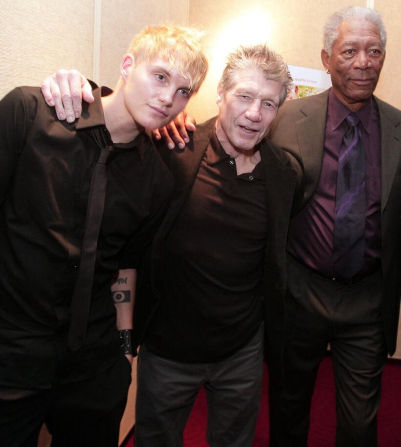 Toby Hemingway, Fred Ward and Morgan Freeman at the premiere of "Feast of Love."