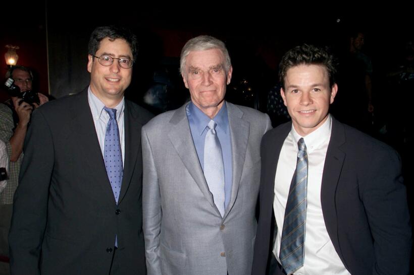 Charlton Heston, Tom Rothman and Mark Wahlberg at the premiere of "Planet of the Apes" at the Ziegfield Theatre in New York City.