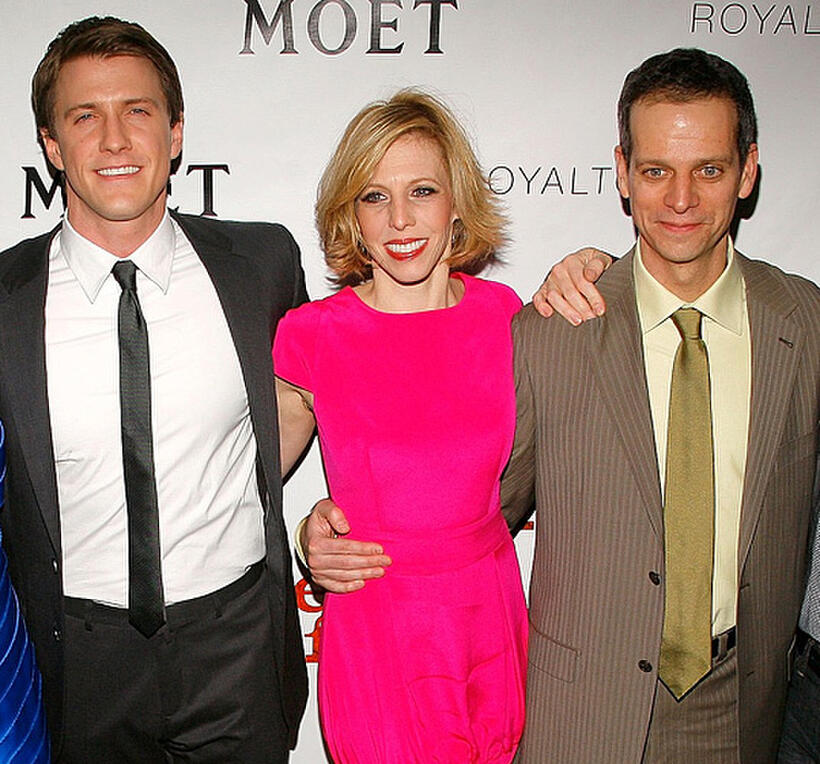 Patrick Heusinger, Maddie Corman and Patrick Breen at the after party of the Broadway VIP Performance of "Next Fall" in New York.