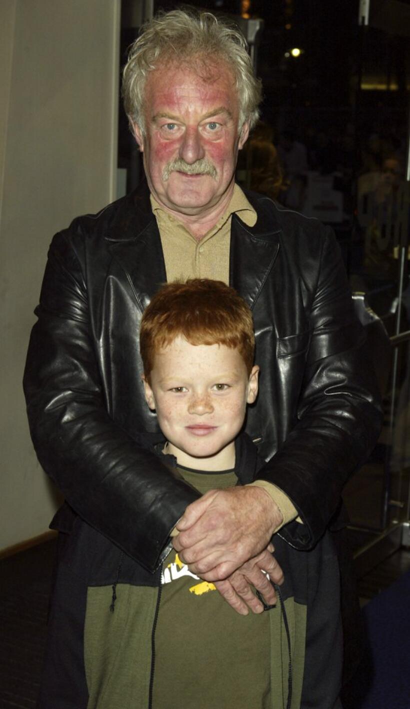 Bernard Hill and his son at the UK premiere of "Wimbledon."