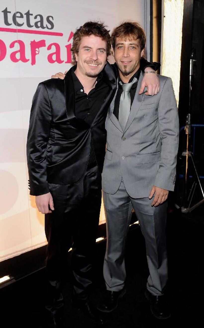 Javier Collado and Andres Herrera at the premiere of "Sin Tetas No Hay Paraiso."