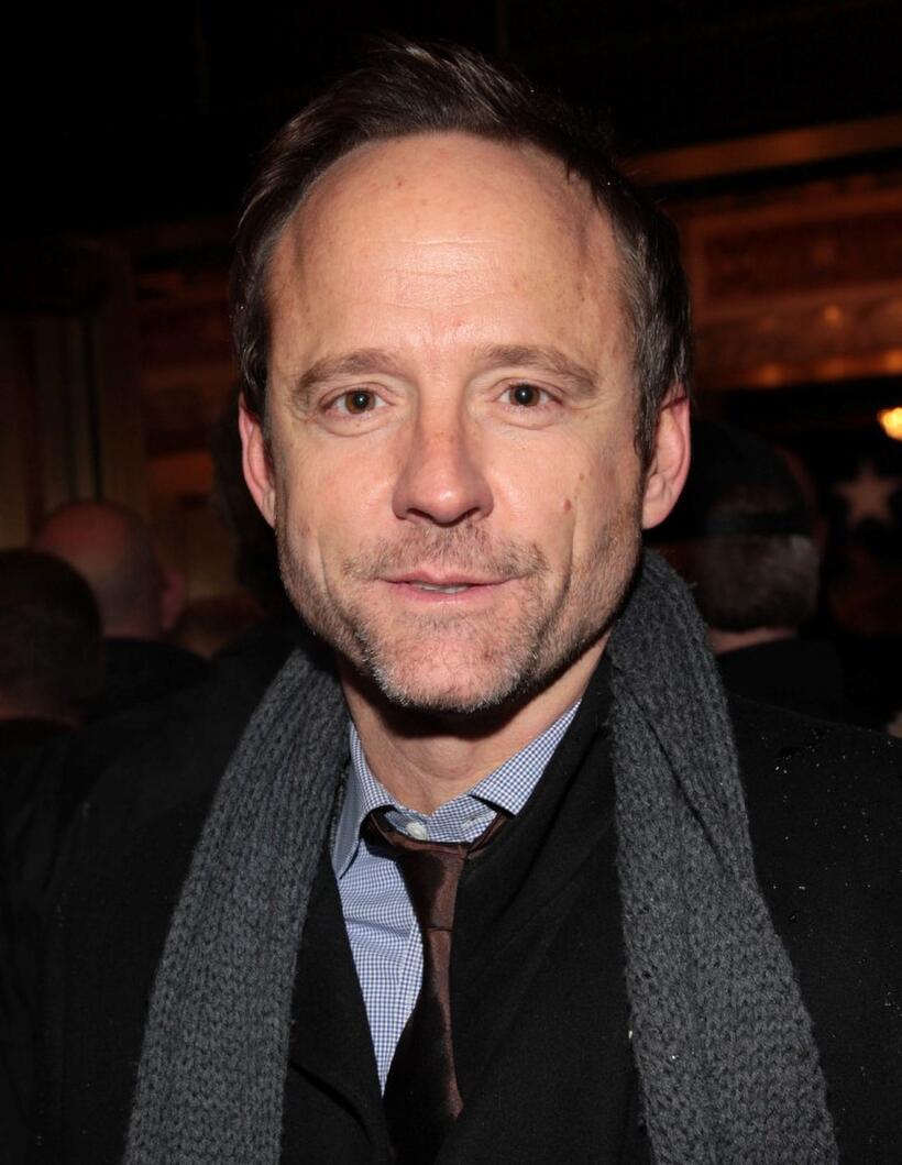 John Benjamin Hickey at the Broadway opening night of "November."