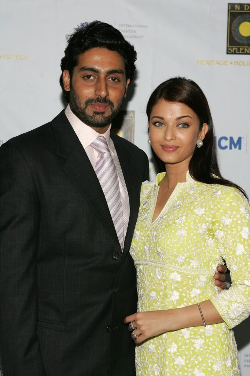 Abhishek Bachchan and Aishwarya Rai at the screening of "Guru" during the "India Splendor" film festival.