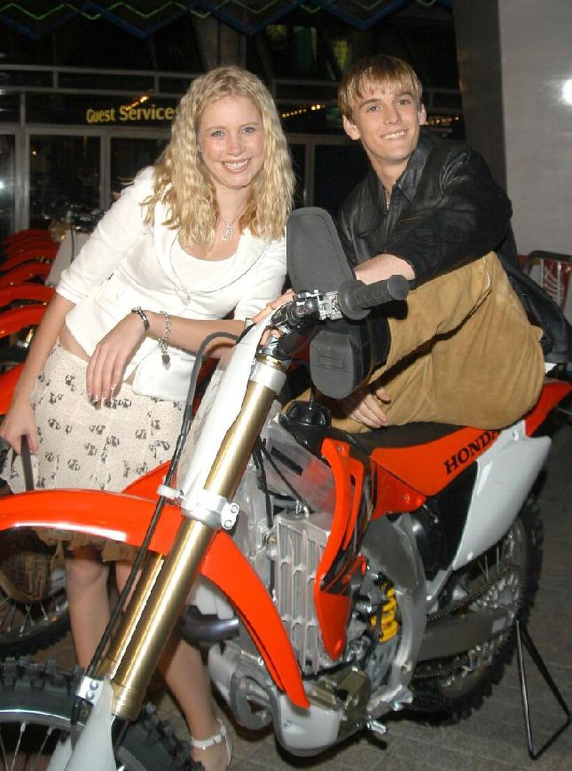 Alana Austin and Aaron Carter at the world premiere of "Moto X Kids."