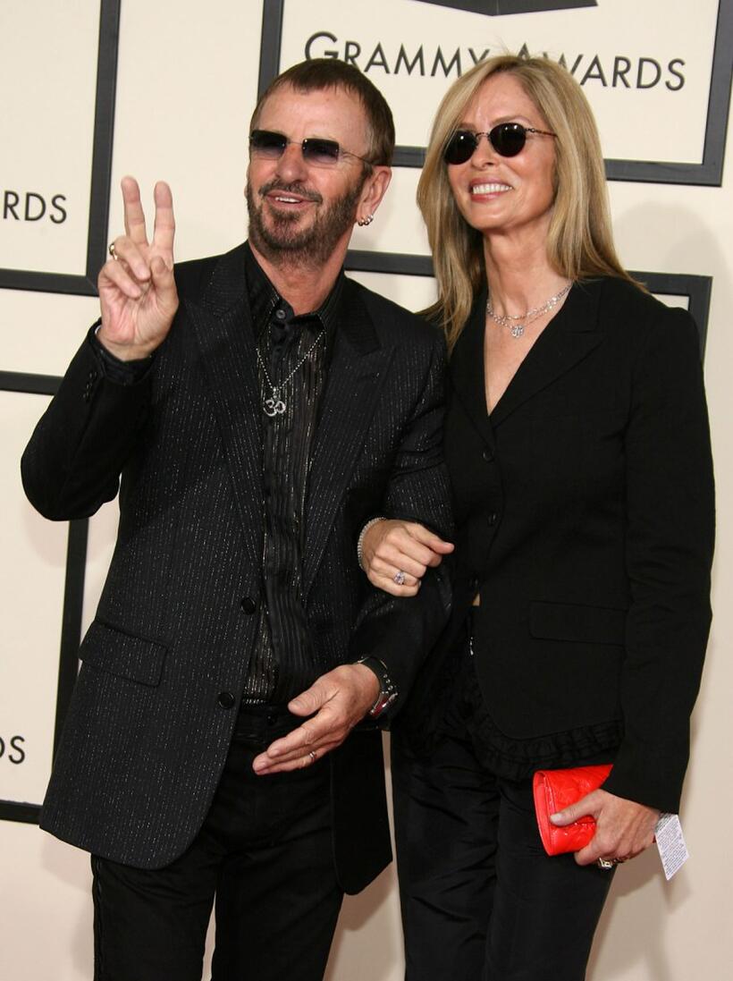 Barbara Bach and her husband Ringo Starr at the 50th annual Grammy awards held at the Staples Center.