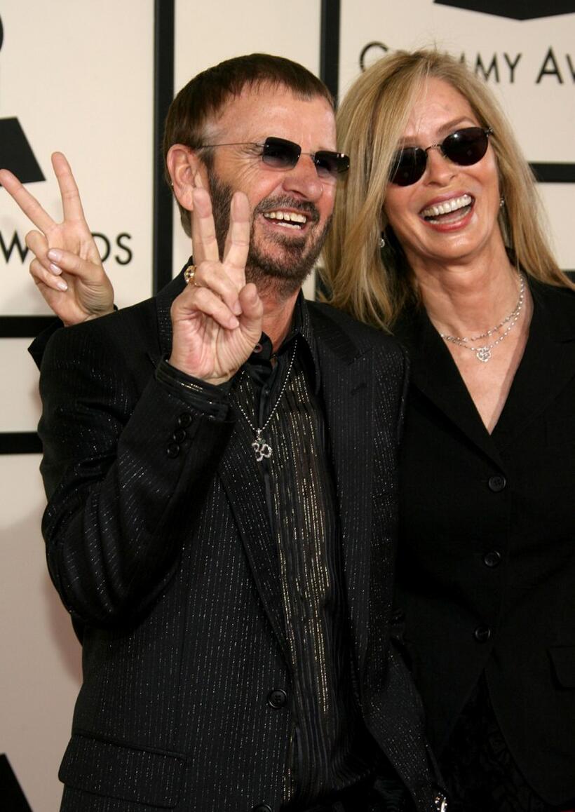 Barbara Bach and her husband Ringo Starr at the 50th annual Grammy awards held at the Staples Center.