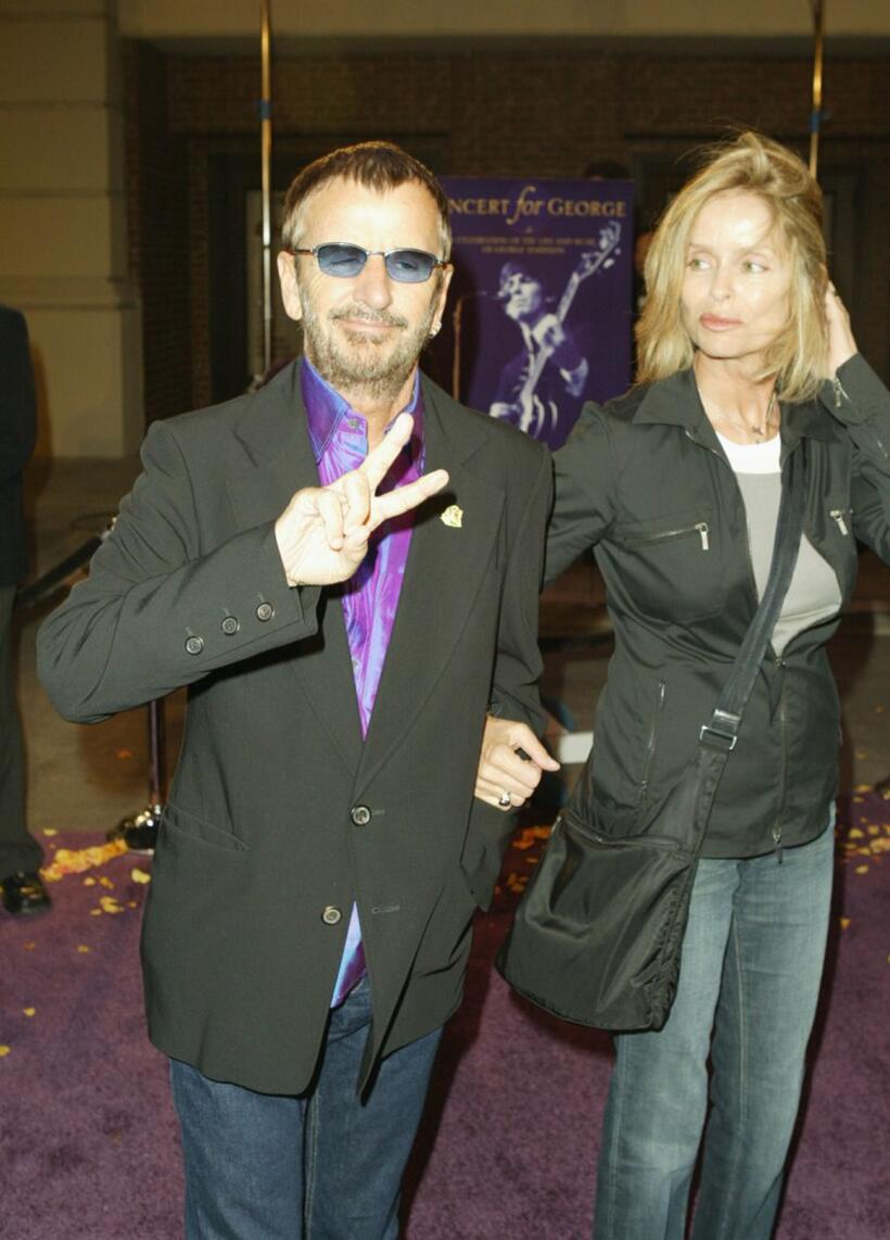 Barbara Bach and Ringo Starr at the special screening at the Steven J. Ross Theater at Warner Bros. Studios of the film ''Concert for George".