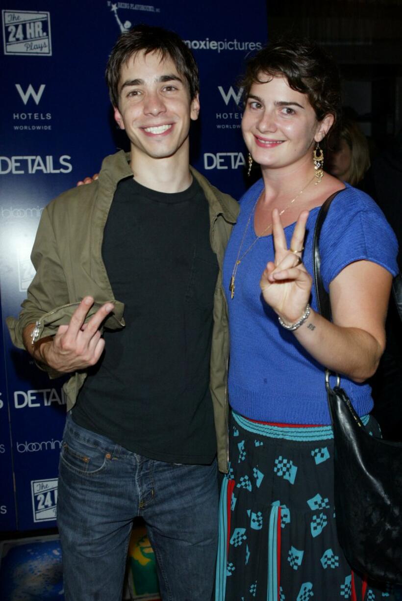 Justin Long and Gaby Hoffmann at the after party of "24 Hour Plays on Broadway."