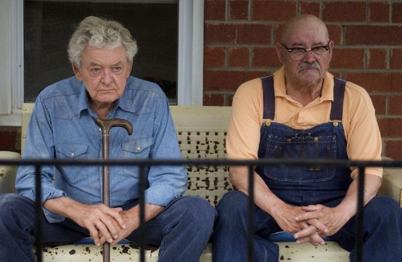 Hal Holbrook as Abner Meecham and Barry Corbin as Thurl in "That Evening Sun."