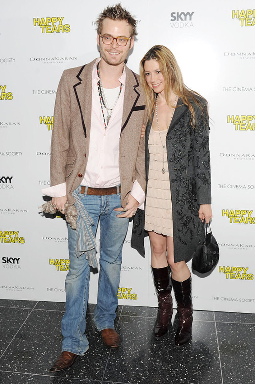 Christopher Backus and Mira Sorvino at the New York premiere of "Happy Tears."