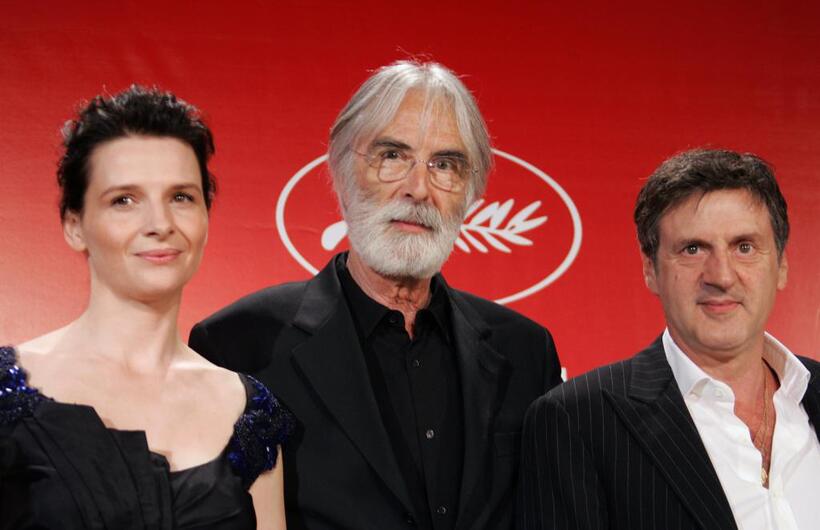 Daniel Auteuil, Juliette Binoche and Michael Haneke at the 58th edition of the Cannes International Film Festival.