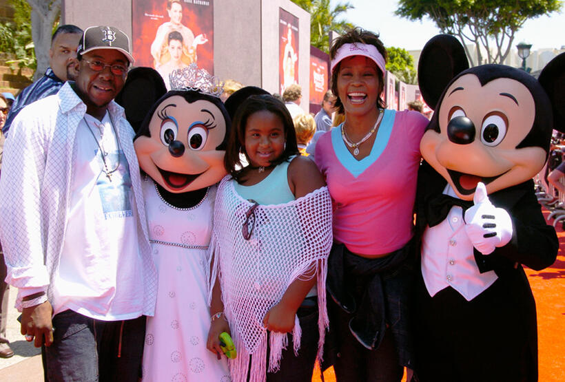 Bobby Brown, Bobbi Kristina and Whitney Houston at the California premiere of "The Princess Diaries 2: Royal Engagement."
