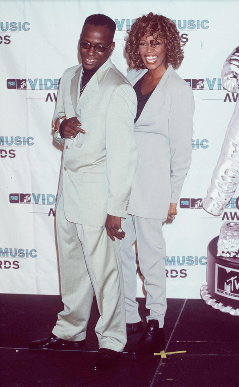 Bobby Brown and Whitney Houston at the 1998 MTV Video Music Awards in California.