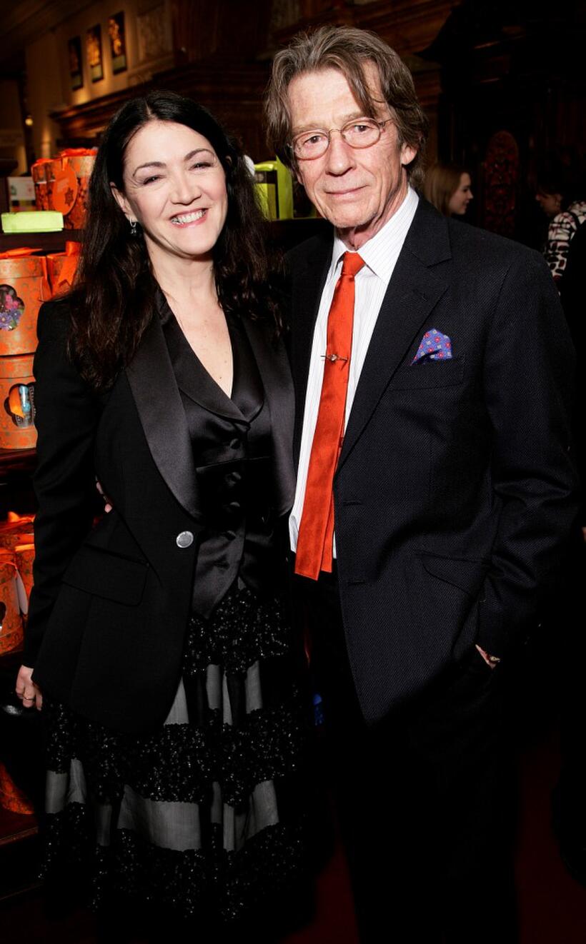 John Hurt and his wife Ann Rees Meyers at the London premiere of "Becoming Jane".