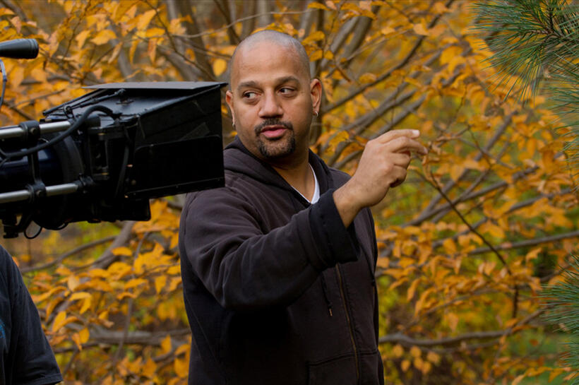 Director Allen Hughes on the set of "Broken City."