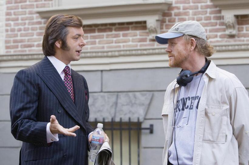 Michael Sheen and Director/Producer Ron Howard on the set of "Frost/Nixon."
