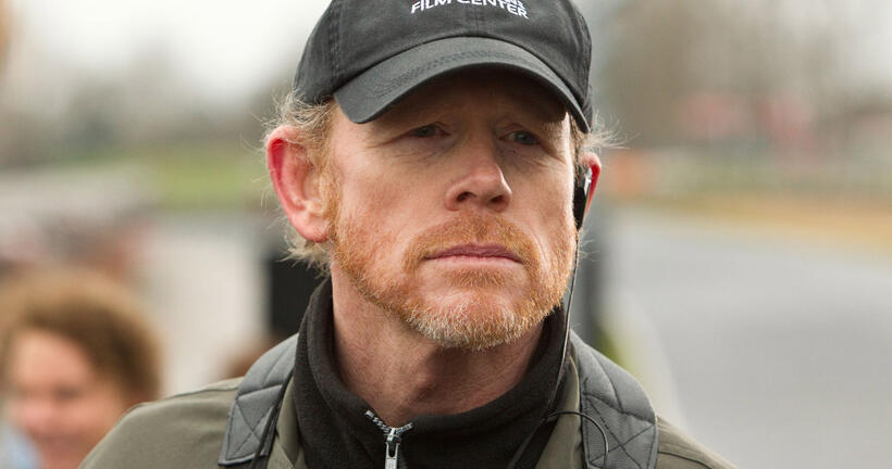 Director Ron Howard on the set of "Rush."