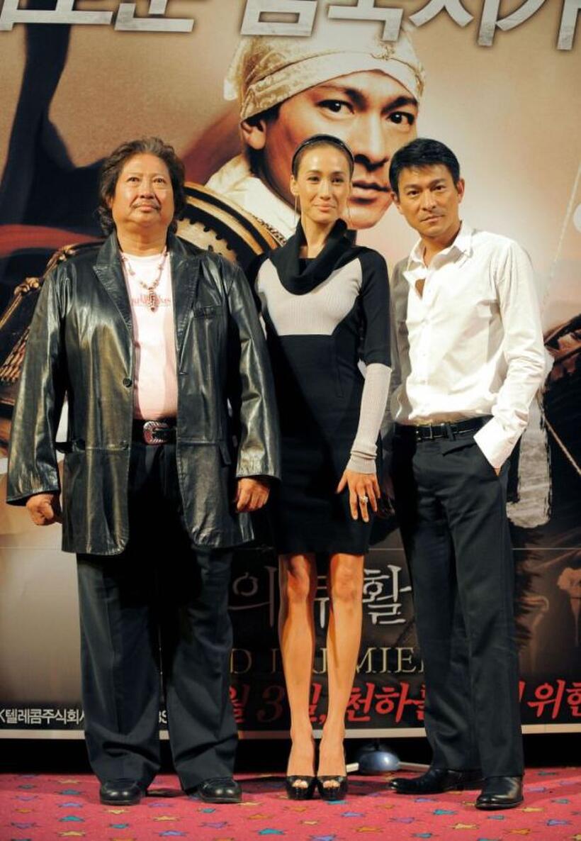 Sammo Hung, Maggie Q and Andy Lau at the event to promote "Three Kingdoms: Resurrection of the Dragon."