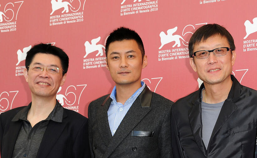 Huang Bo, Shawn Yue and director Andrew Lau at the premiere of "Legend of The Fist: The Return of Chen Zhen" during the 67th Venice Film Festival.
